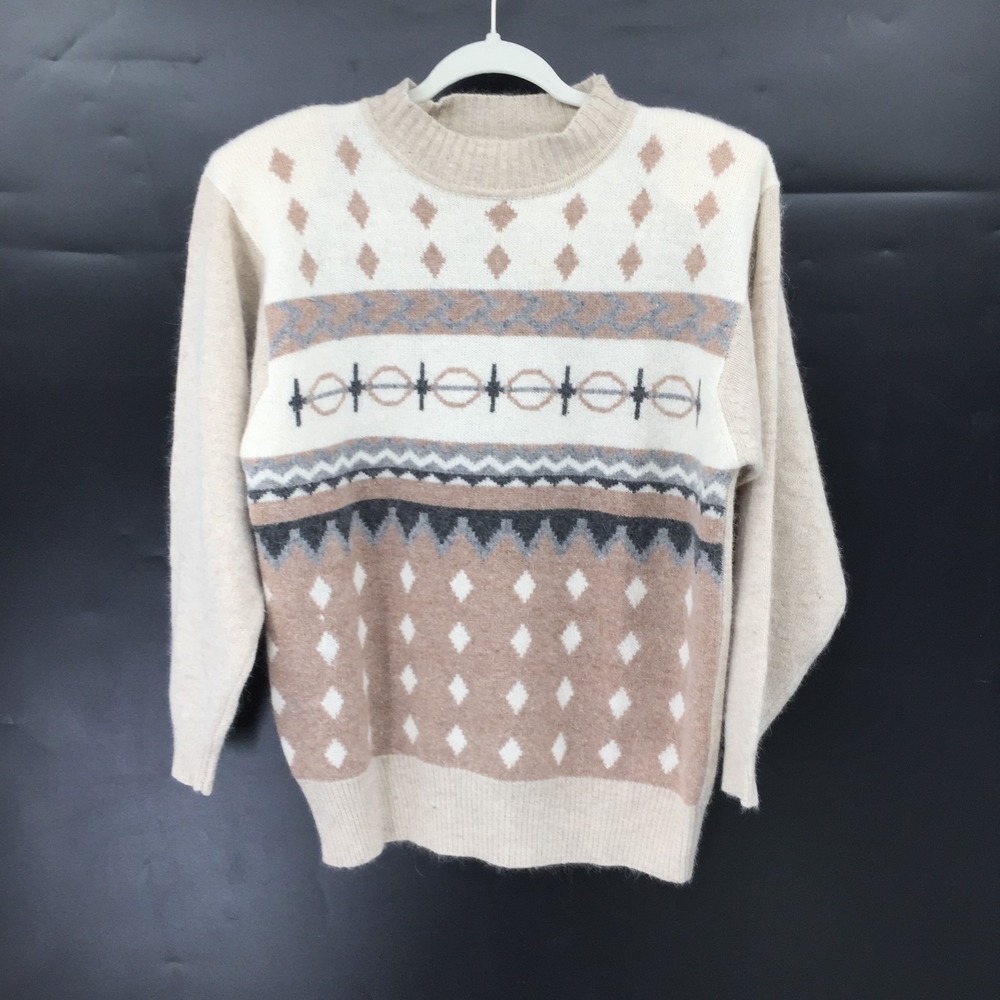 vintage Garland knit lambswool angora geometric sweater grandpacore academia S
